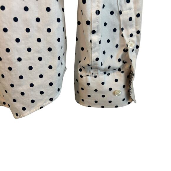 Chaps Women Top 2X Polka Dot‎ Cotton Button Up Coastal Preppy Travel Office - Picture 5 of 11